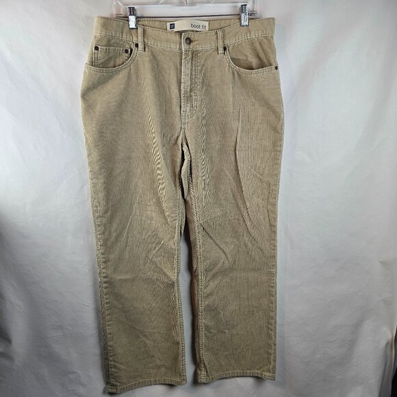 Vintage Gap Pants Mens 35x32 Tan Corduroy Cord Boot Fit Bootcut Y2K Casual Cabin - Picture 1 of 9